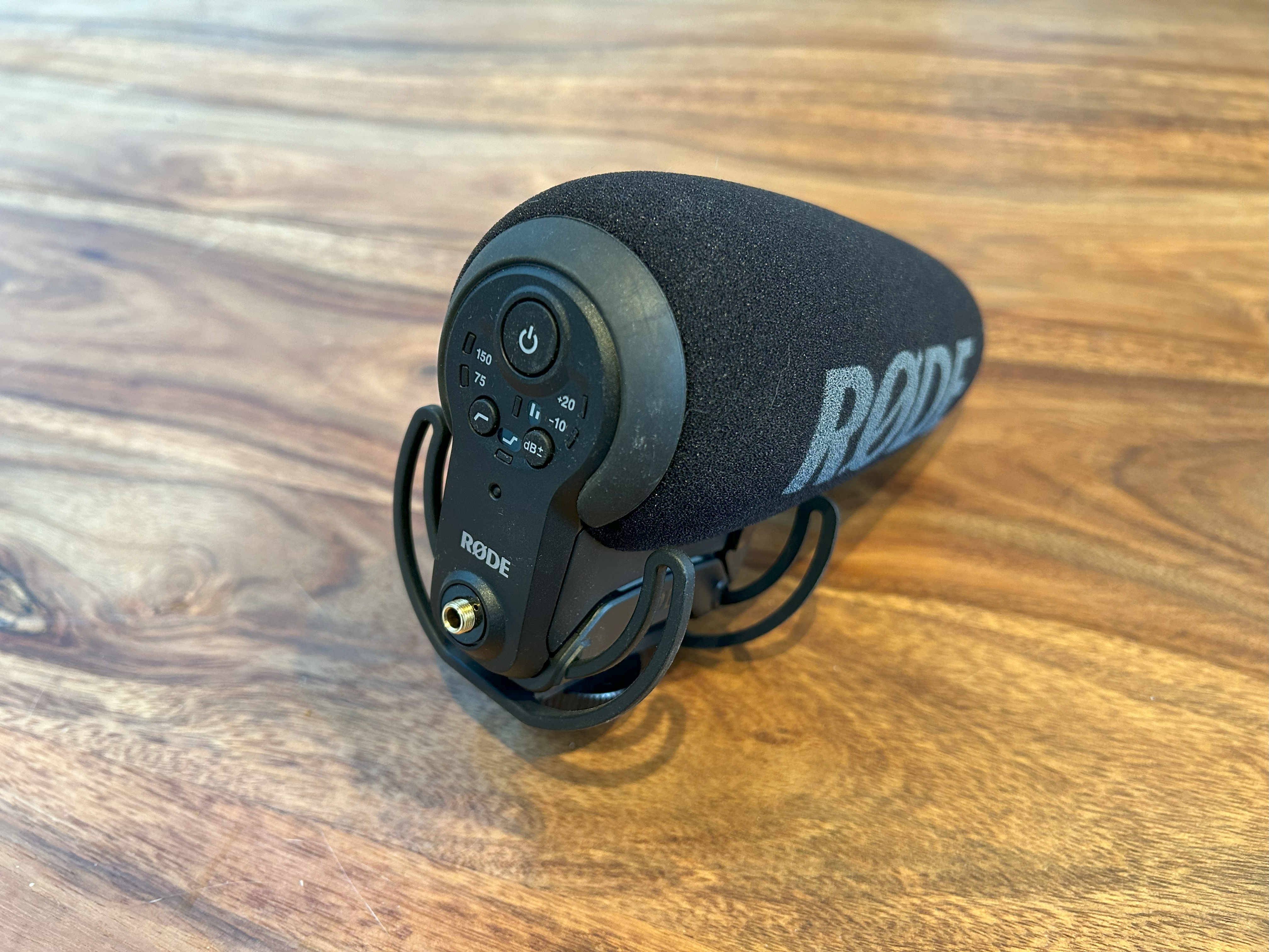 A RODE VideoMic from the back
